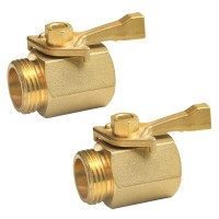 Hourleey Brass Garden Hose Shut Off Valve 2 Pack With 2 Hose Washers Heavy Duty 34 Inch Solid Brass Garden Hose Shut Off Valve