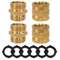 Hourleey Garden Hose Adapter 34 Inch Solid Brass Hose Connectors Adapters 2 Sets