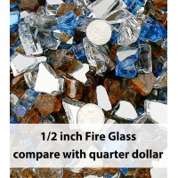 Grisun Fire Glass Mixed Color For Fire Pit 12 Inch 10 Pounds Reflective Tempered Glass Rocks For Natural Or Propane Fireplace