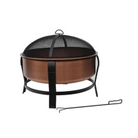 Four Seasons Courtyard 30 Steel Wood Burning Fire Pit Round Outdoor Fireplace Bowl With Spark Screen And Firewood Poker For Pa