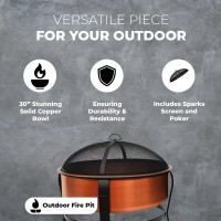 Four Seasons Courtyard 30 Steel Wood Burning Fire Pit Round Outdoor Fireplace Bowl With Spark Screen And Firewood Poker For Pa