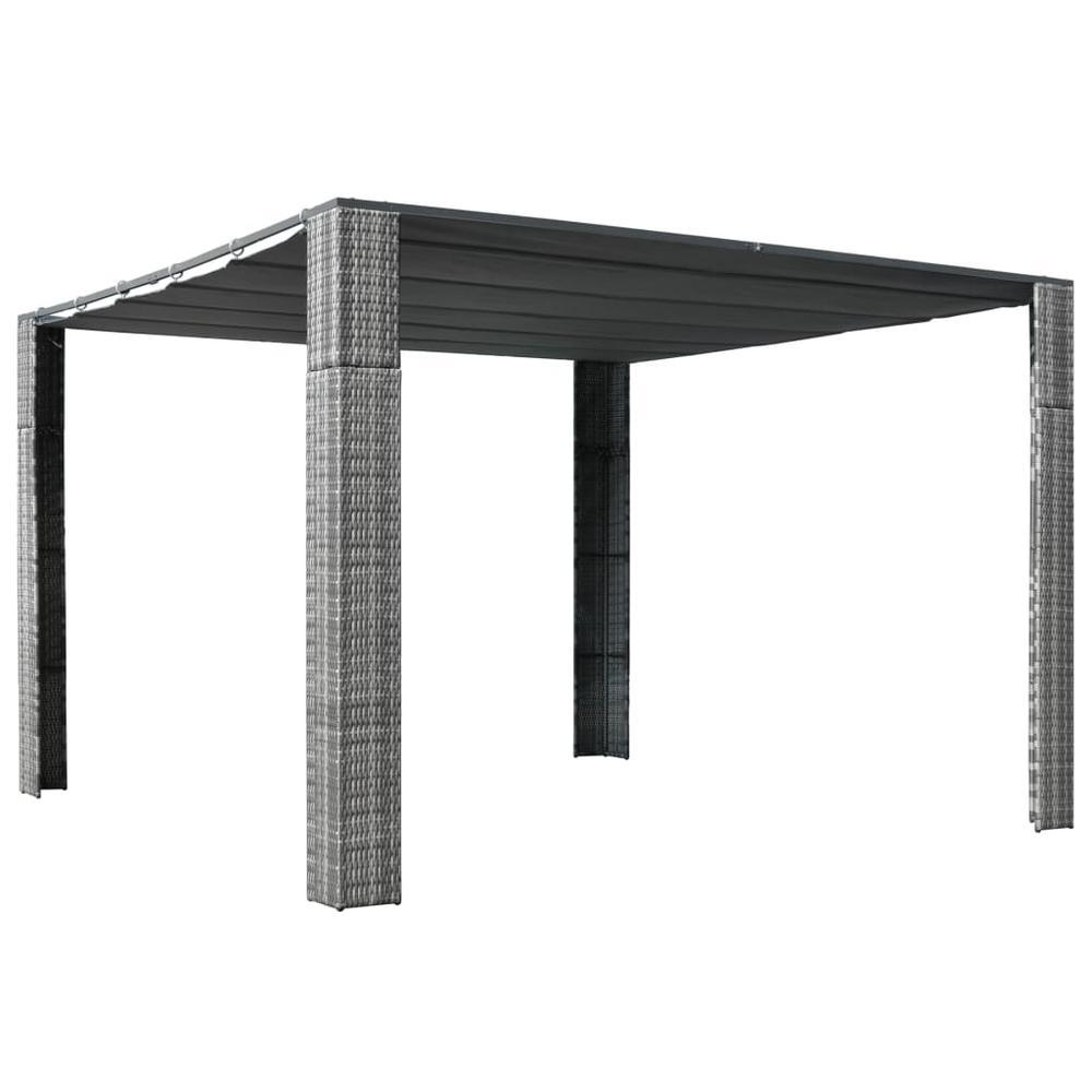 vidaXL Gazebo with Roof Poly Rattan 1181x1181x787 Gray and Anthracite 44818