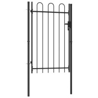 vidaXL Fence Gate Single Door with Arched Top Steel 394x591 Black 146031