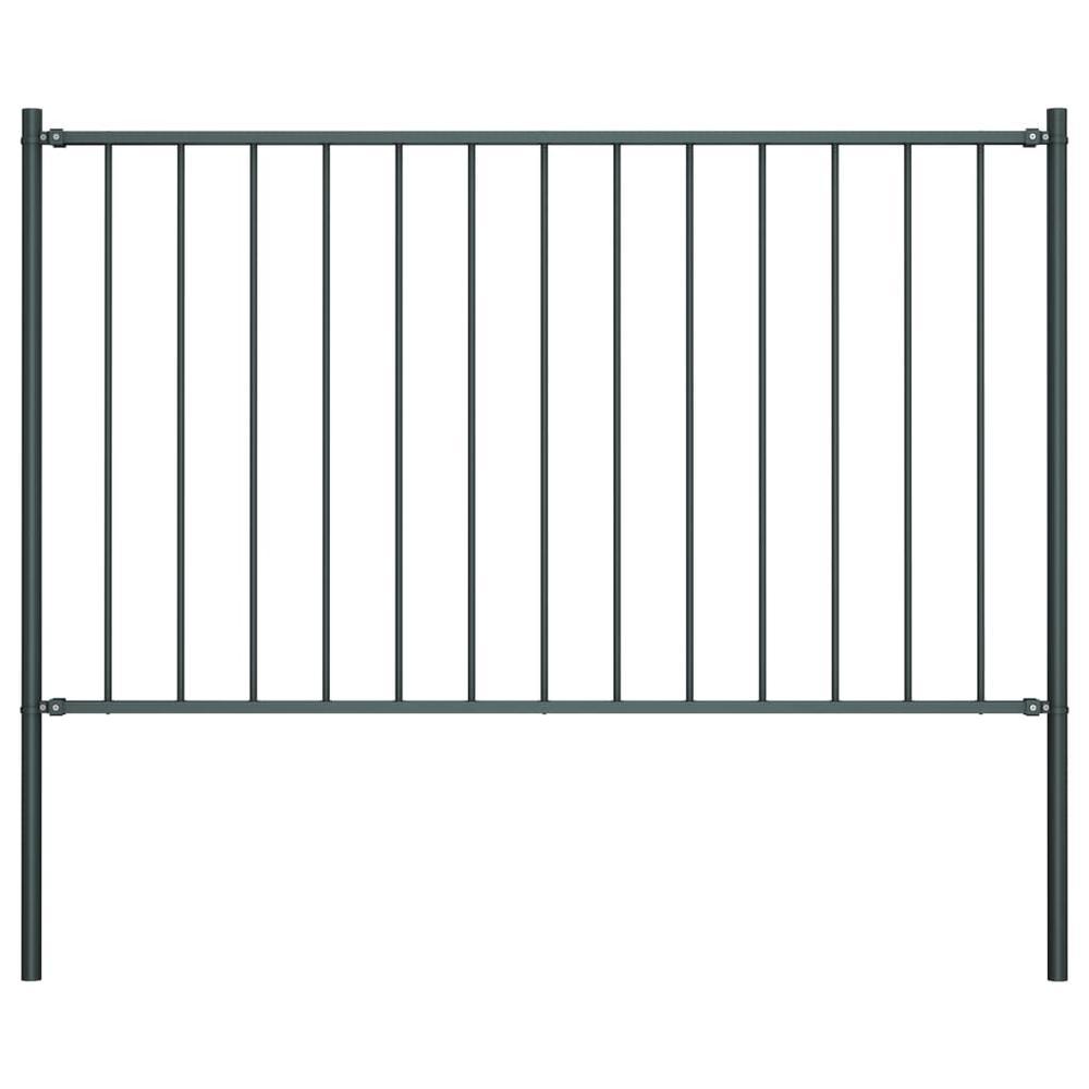 vidaXL Fence Panel with Posts Powdercoated Steel 56x25 Anthracite 145212
