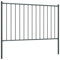 vidaXL Fence Panel with Posts Powdercoated Steel 56x25 Anthracite 145212
