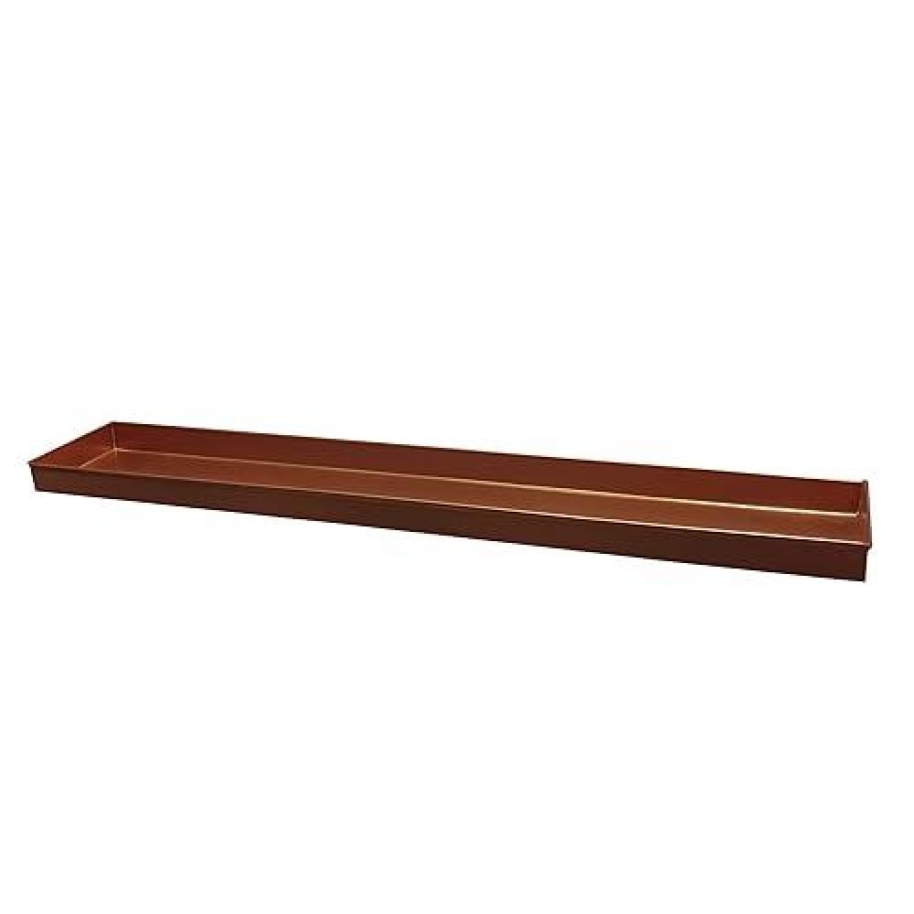 Benjara 29 Inch Rectangular Metal Windowsill Planter Tray, Trim Edges, Large, Copper