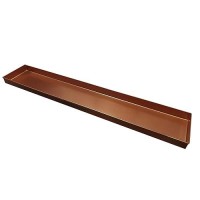 Benjara 29 Inch Rectangular Metal Windowsill Planter Tray, Trim Edges, Large, Copper