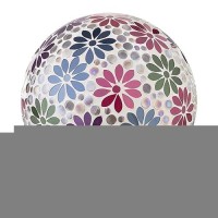 Alpine Corporation 10 Diameter Indooroutdoor Glass Mosaic Gazing Globe Yard Decoration Colorful Daisy Design