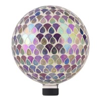 Alpine Corporation 10 Diameter Indooroutdoor Glass Gazing Globe With Mosaic Flower Design Yard Decoration