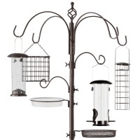 Best Choice Products 6Hook Bird Feeding Station Steel Multifeeder Kit Stand For Attracting Wild Birds W 4 Bird Feeders Mesh