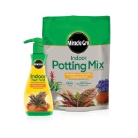 Miraclegro Indoor Potting Mix 6 Qt And Indoor Plant Food 8 Oz Bundle For Growing And Fertilizing Houseplants