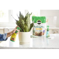 Miraclegro Indoor Potting Mix Indoor Plant Food Leaf Shine Bundle Of Potting Soil 6 Qt Liquid Plant Food 8 Oz Lea