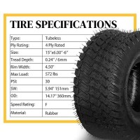 Partsdiyer 15X6006 Lawn Mower Tires 15X600X6 Tractor Turf Tire15X6006 Nhs Tires 4Pr Ply Tubeless Set Of 2