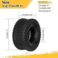 Partsdiyer 15X6006 Lawn Mower Tires 15X600X6 Tractor Turf Tire15X6006 Nhs Tires 4Pr Ply Tubeless Set Of 2