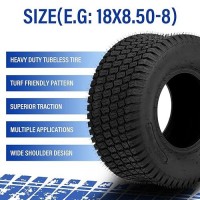 Partsdiyer 18X8508 Lawn Mower Tires 18X850X8 Tractor Turf Tire 18X85X8 Nhs Tires 4Pr Ply Tubeless Set Of 2