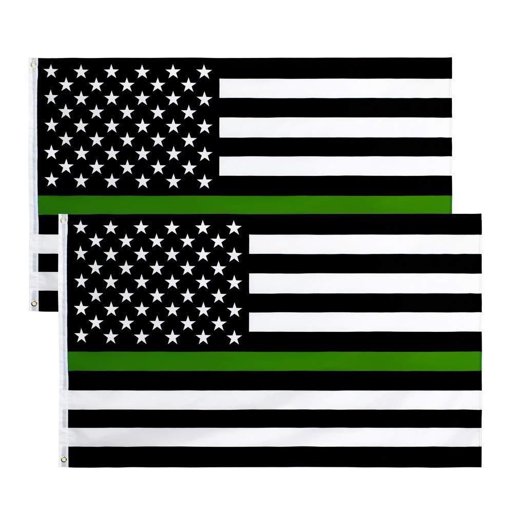 Anjor 3X5 Fts Thin Green Line American Flag Army Military Sheriffs Border Patrol Park Rangers Game Wardens Wildlife Conservati