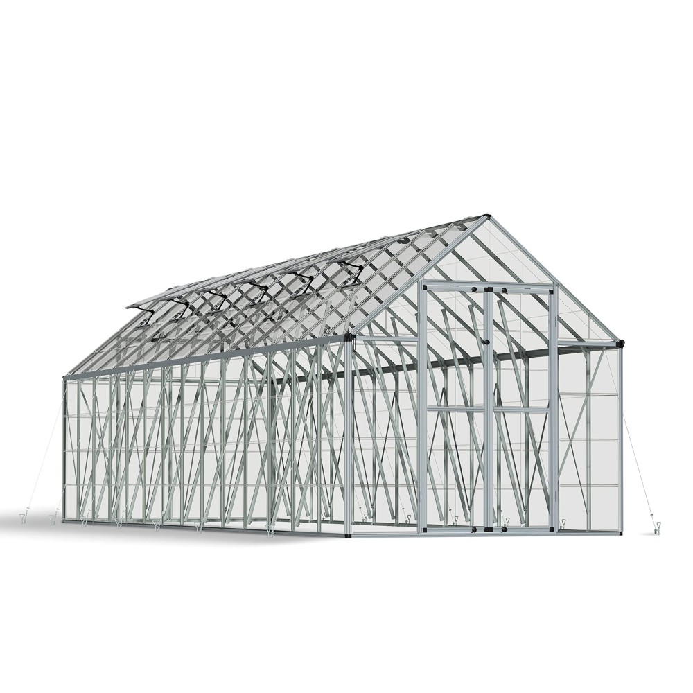 Palram Canopia Snap Grow 8 Ft X 28 Ft Greenhouse Kit Hobby Diy Walk In Green House Heavy Duty Polycarbonate With Aluminium