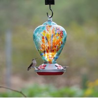 Muse Garden Hummingbird Feeders For Outdoors Hanging Blown Glass Hummingbird Feeder Unique Hummingbird Gifts For Women Contai