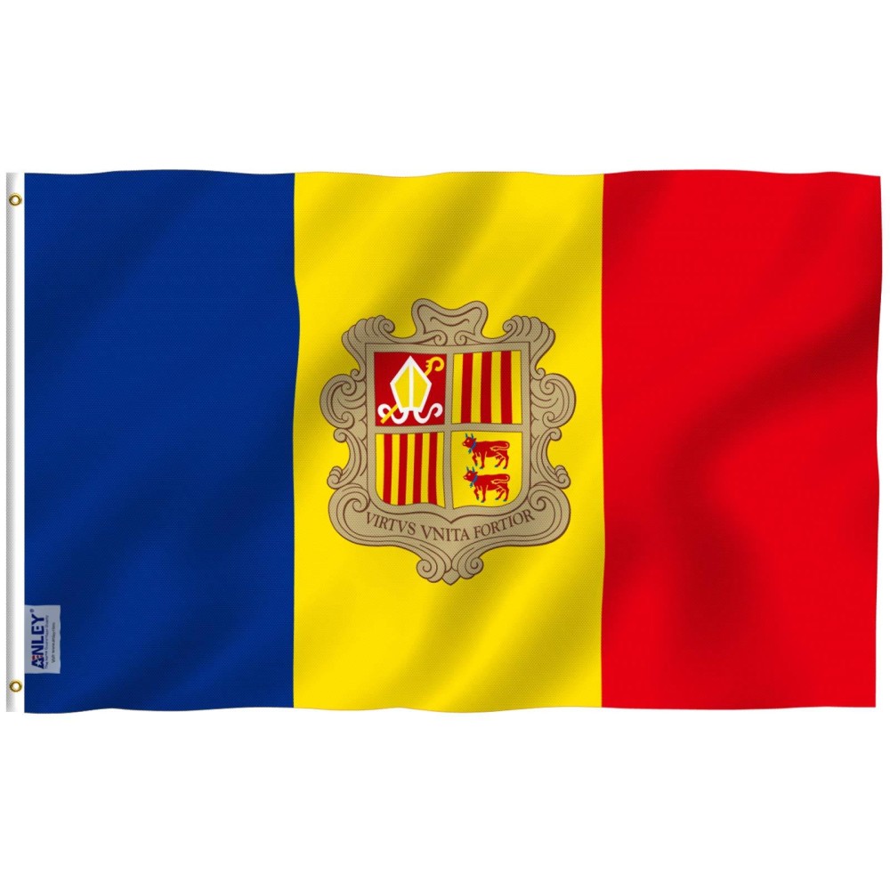 Anley Fly Breeze 3X5 Feet Andorra Flag Vivid Color And Fade Proof Canvas Header And Double Stitched Andorran Flags Polyest