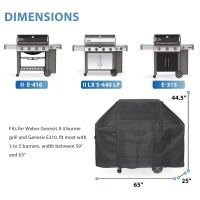 Grisun 7131 Grill Cover 65 Inch For Weber Genesis Ii 4 Burner And Lx 400 Series Genesis E310 Grill Uvresistant Waterproof Gri