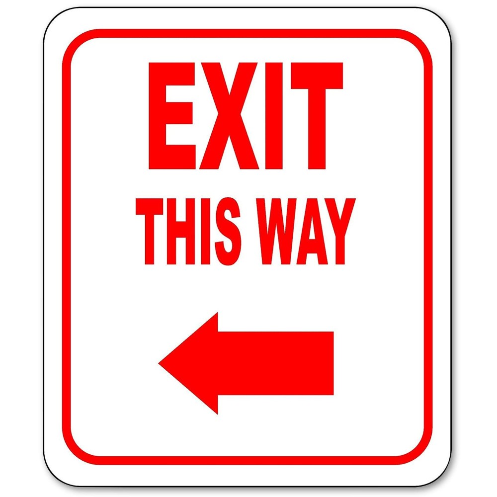 Exit This Way Left Arrow Sign Direction For Exit Sign Aluminum Signs For Business Exit Sign For Bar Coffee Shop Retail