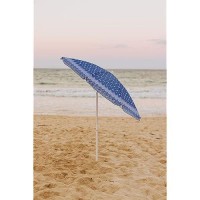 Picnic Time Outdoor Canopy Sunshade Beach Umbrella 5.5' - Small Patio Umbrella - Beach Chair Umbrella  (Blue With Paisley Pattern)