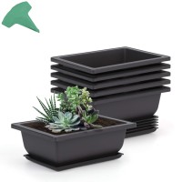 Growneer 6 Packs 65 Inches Bonsai Training Pots With 15 Pcs Plant Labels Plastic Bonsai Plants Growing Pot For Garden Yard O