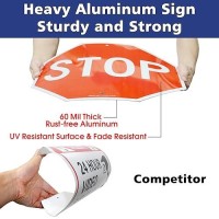 Stop Signs  (2 Pack) 18 X 18 Inches Octagon Engineer Grade Reflective Sheeting Street Slow Warning Signs  Rust Free Aluminum  Reflective  Uv Protected And Waterproof  Weather Resistant  Durable Ink