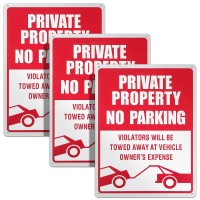 Outus 3 Pieces No Parking Sign 14 X 10 Inches Reflective Private Property Sign Violators Will Be Towed Sign Rust Free Aluminum