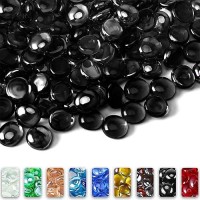 Grisun 10 Pounds Black Fire Glass Beads For Fire Pit 12 Inch Reflective Fireglass Drops Decorative For Fireplace Fire Table