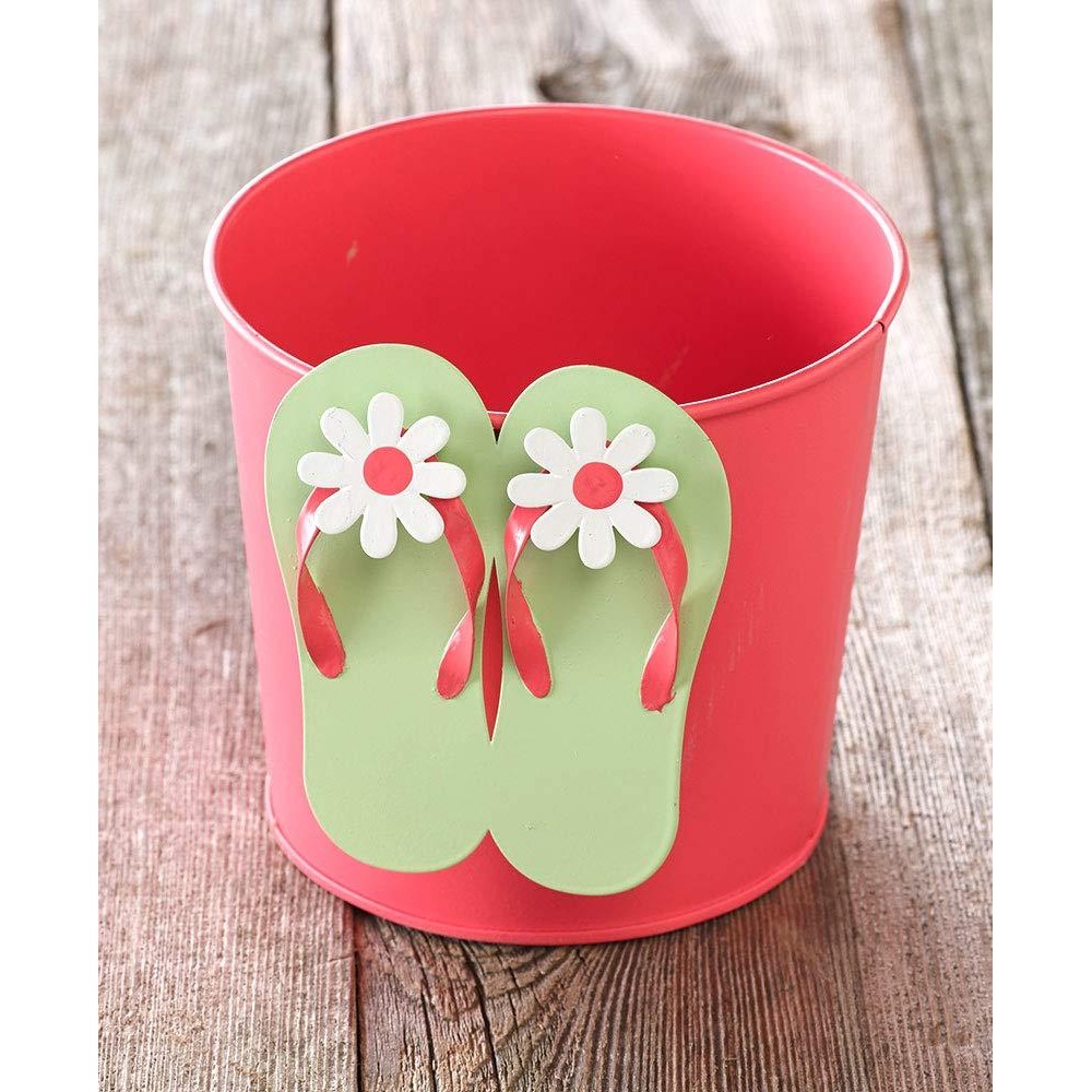 Flip Flop Gardening Planter Coastal Style Landscaping Accent Pink