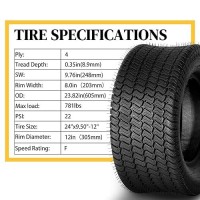 24X95012 Lawn Mower Tires 24X950X12 Tractor Turf Tire 24X950X12 Nhs Tires 4Pr Ply Tubeless Set Of 2