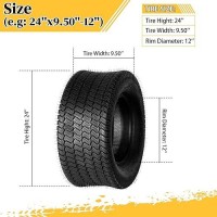 24X95012 Lawn Mower Tires 24X950X12 Tractor Turf Tire 24X950X12 Nhs Tires 4Pr Ply Tubeless Set Of 2