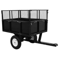 vidaXL Heavy Duty Tipping Lawn Mower Trailer with Extendable Height - 661.4 lb Max Load - Ideal for Transporting Soil, Compost and More - Folding Sides with Universal Coupling