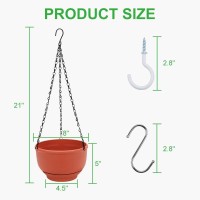 Growneer 2 Packs 8 Inches Plastic Hanging Planter Self Watering Basket With 6 Pcs Hooks Hanging Flower Pot With Detachable Base