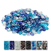 Grisun 10 Pounds Fire Glass Beads For Fire Pit 12 Inch Bahama Blend Reflective Round Glass Decorative For Natural Or Propane