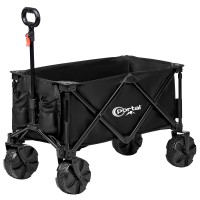 Portal Collapsible Folding Utility Beach Wagon Carts Heavy Duty With All Terrain Wheels For Outdoor Camping Garden Shopping