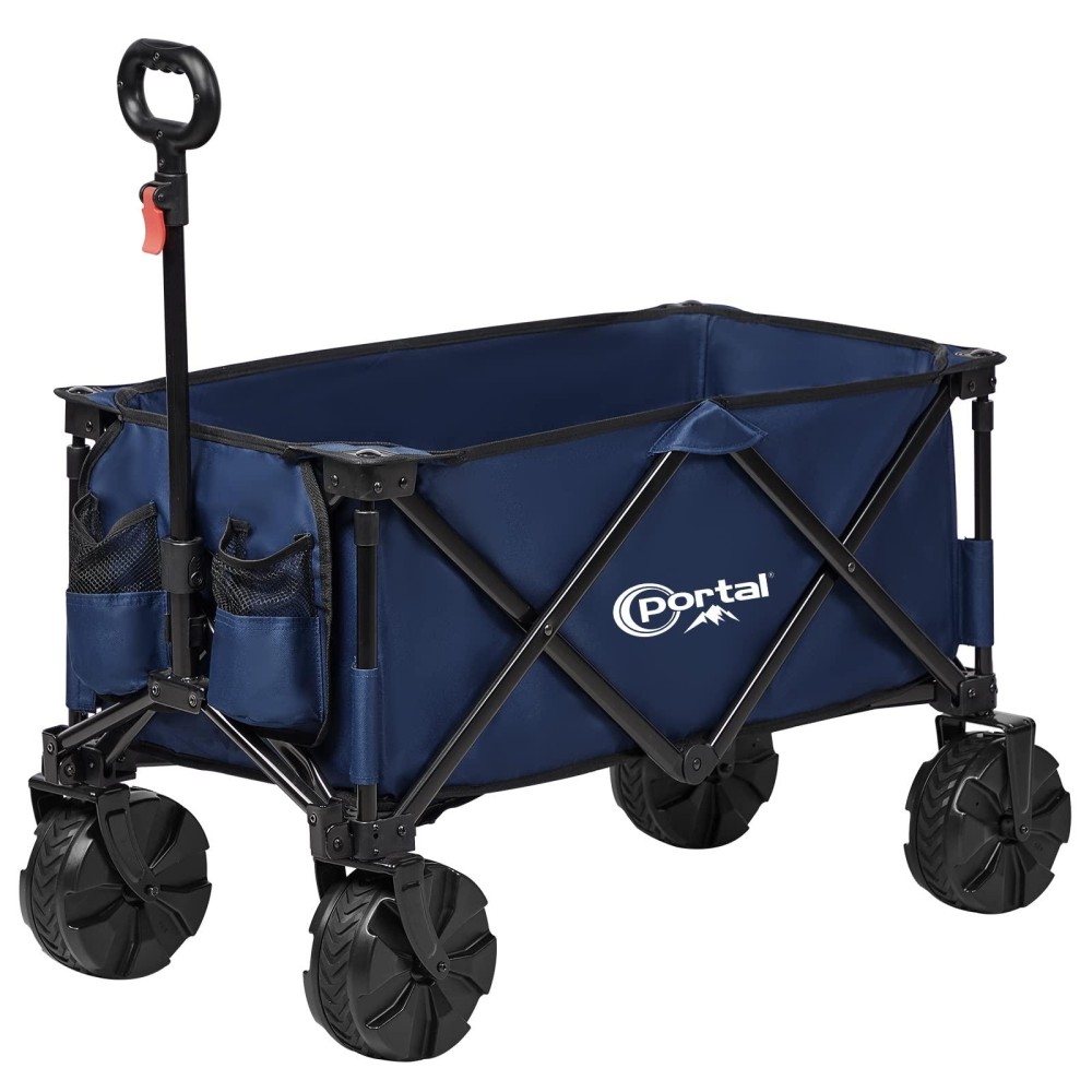 Portal Collapsible Folding Utility Wagon Foldable Wagon Carts Heavy Duty Large Capacity Beach Wagon With All Terrain Wheels O