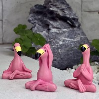 Goodeco 24 Mini Yoga Flamingo Figurines Tiny Gifts Whimsical Kawaii Pink Flamingo Desk Decor Set Of 3 Fairy Garden Lawn St