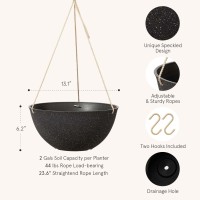 La Jolie Muse Large Hanging Planters For Outdoor Plants 13 Inch Hanging Basket For Patio Set Of 2 Speckled Black