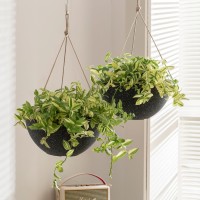 La Jolie Muse Large Hanging Planters For Outdoor Plants 13 Inch Hanging Basket For Patio Set Of 2 Speckled Black