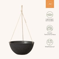 La Jolie Muse Large Hanging Planters For Outdoor Plants 13 Inch Hanging Basket For Patio Set Of 2 Speckled Black