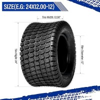 Partsdiyer 24X120012 Lawn Mower Tires 24X1200X12 Tractor Turf Tire 24X120012 Nhs Tires 4Pr Ply Tubeless Set Of 2