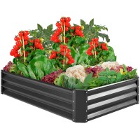 Best Choice Products 6X3X1Ft Outdoor Metal Raised Garden Bed Box Vegetable Planter For Vegetables Flowers Herbs And Succulent