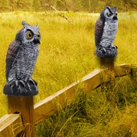 Hausse 2 Pack Fake Horned Owl Bird Scarecrow Decoy  Plastic Deterrents  Halloween Decoration  Nature Enemy Pest Repellent For Outdoor Garden Yard