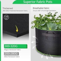 Magarz 4Pack 60 Gallon Fabric Flower Pots Garden Felt Grow Bags With Handle Black