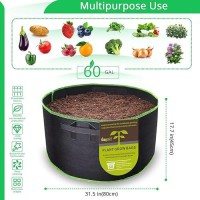 Magarz 4Pack 60 Gallon Fabric Flower Pots Garden Felt Grow Bags With Handle Black