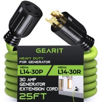 Gearit 30Amp Generator Extension Cord 25 Feet 4Prong 120250Volt 7500W Nema L1430Pl L1430R 10 Gauge Sjtw Locking Power