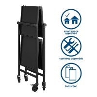 Cosco Outdoor Living Outdoor And Indoor Folding Serving Cart With Wheels And 2 Shelves Black