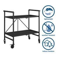 Cosco Outdoor Living Outdoor And Indoor Folding Serving Cart With Wheels And 2 Shelves Black